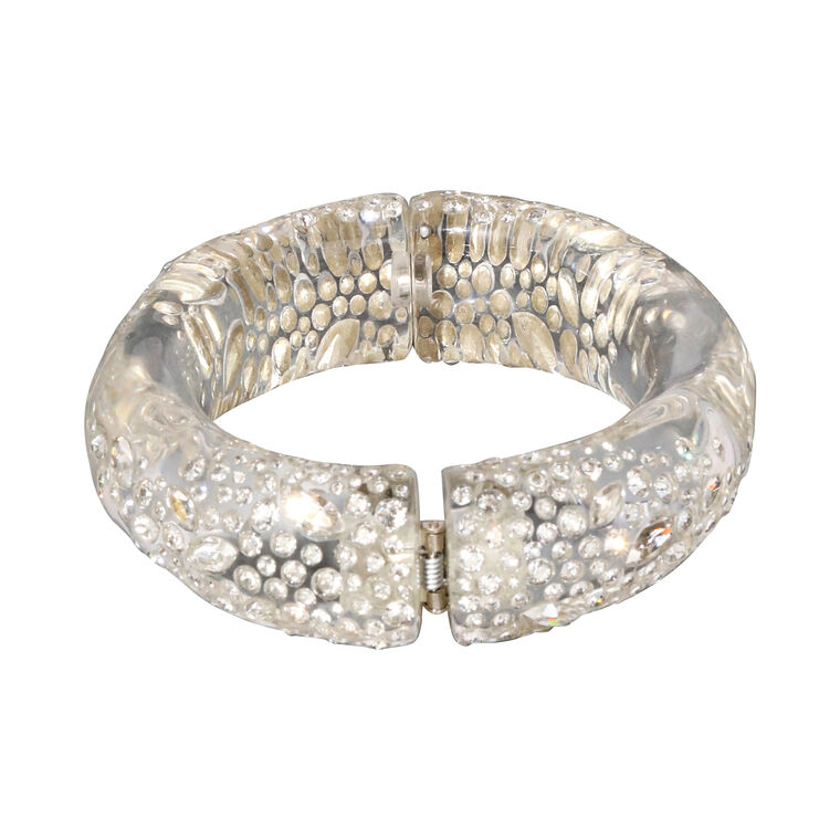 Clear Confetti Crystal Lucite Hinge Bracelet image number null