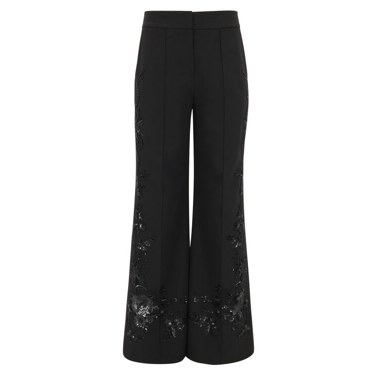 Samantha Beaded Floral-Embroidered Pant image number null