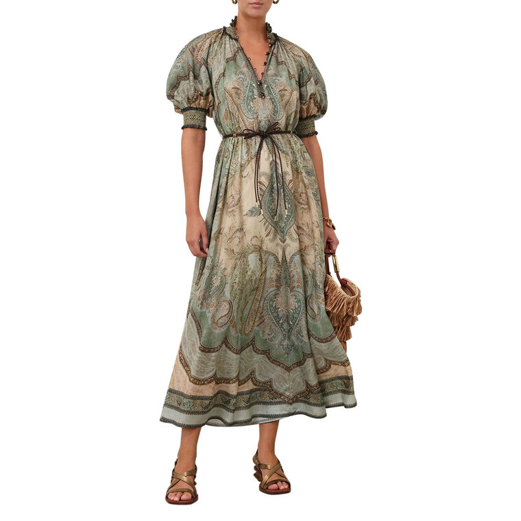 Wanderlust Short Sleeve Billow Midi Dress image number null