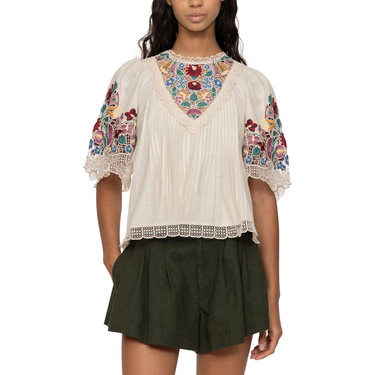 Katharine Embroidery Short Sleeve Top image number null