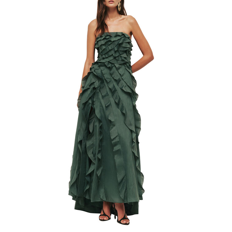 Allaire Strapless Frill Detail Gown image number null