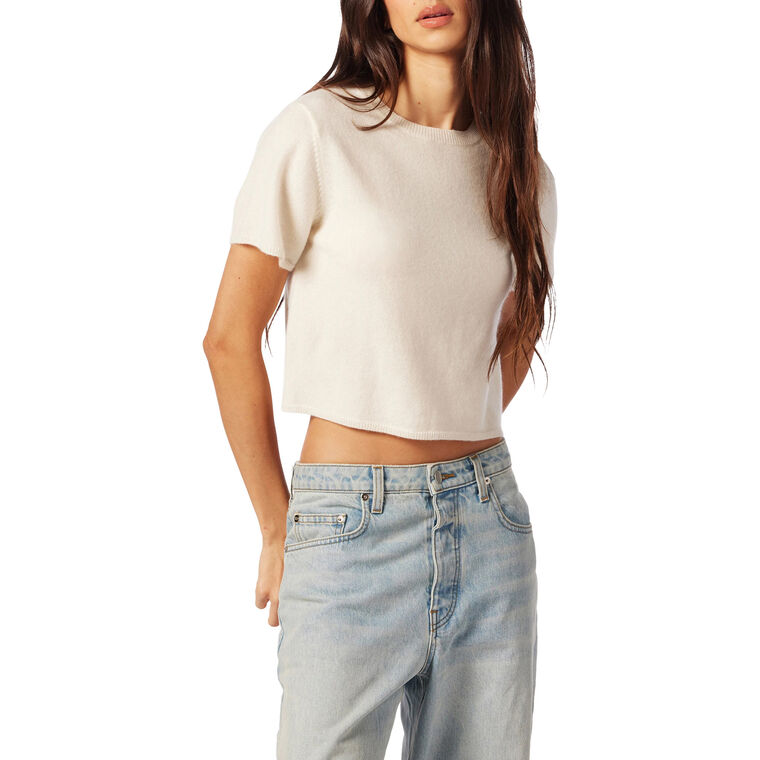 Charleston Short Sleeve Relaxed Cashmere Crewneck Tee image number null