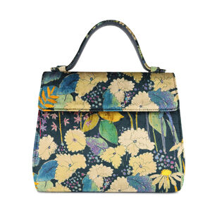 Jackie Printed Velvet Top Handle Bag