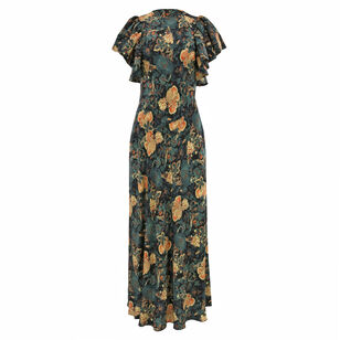 Mariam Silk Bias Cut Flutter Sleeve Dress