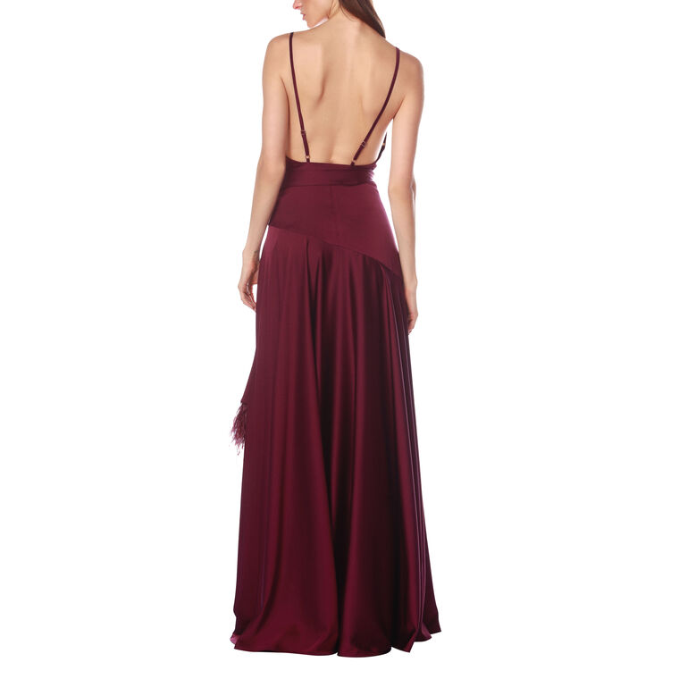 Leo Sleeveless Cowl Neck Gown With Front Slit image number null