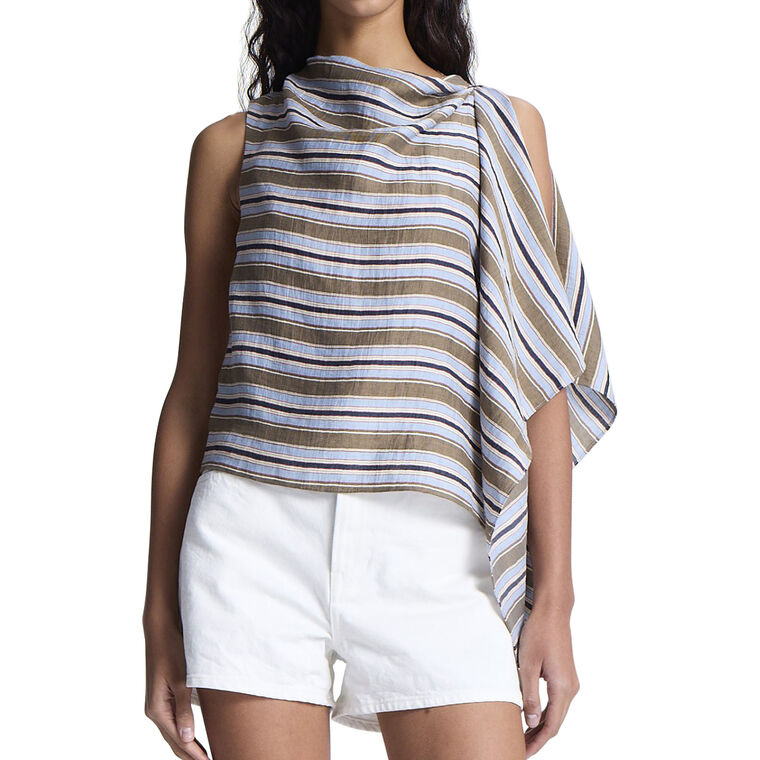 Lota Stripe Side Drape Sleeveless Top image number null