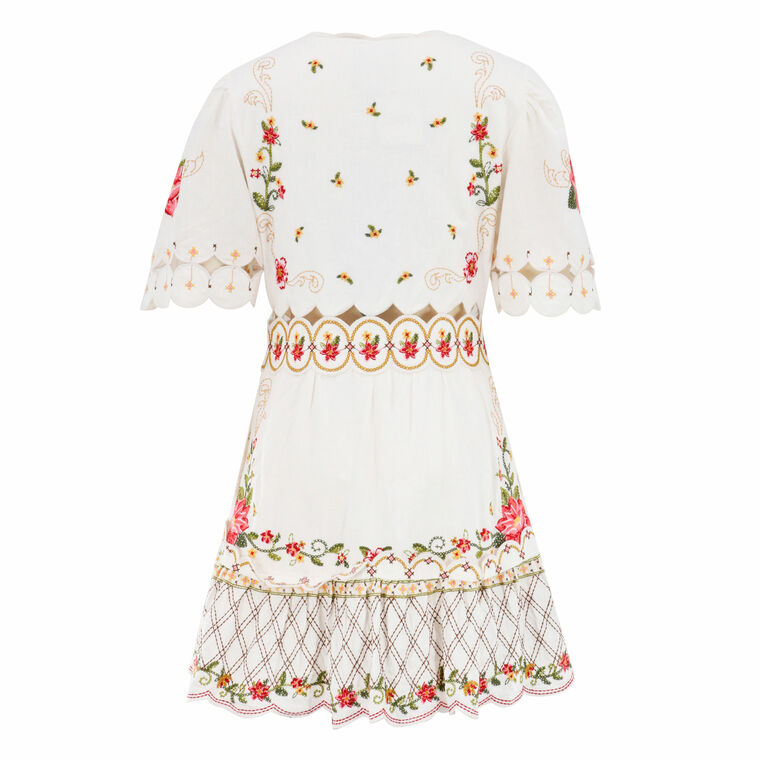 Short Sleeve Flower Embroidery Mini Dress image number null