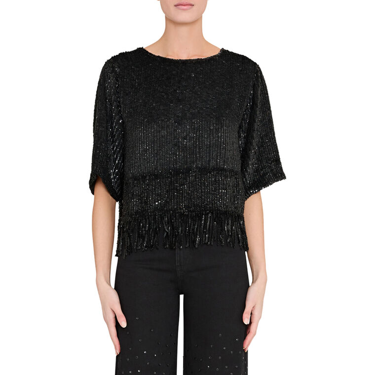 Yona Sequined Fringed-Hem Blouse image number null