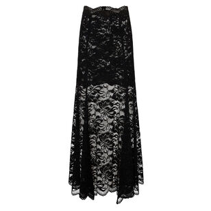 Flared Hem Lace Maxi Skirt
