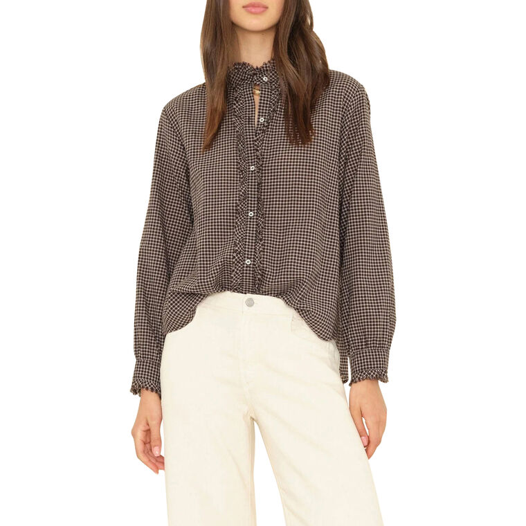 Amelie Long Sleeve Gingham Button-Down Shirt image number null