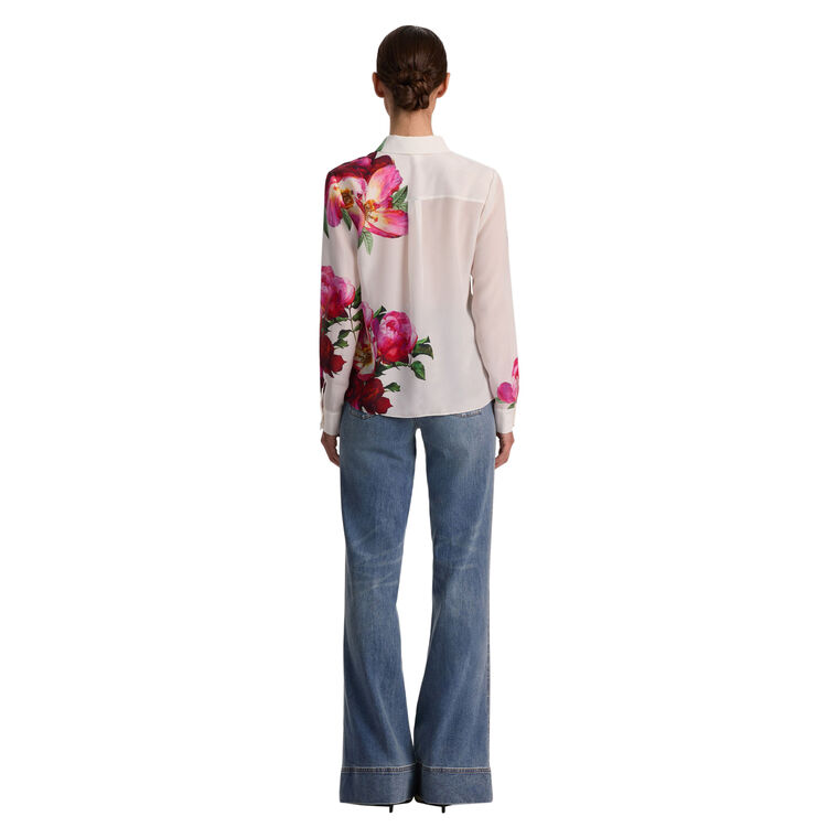 Willa Long Sleeve Hidden Placket Silk Blouse image number null