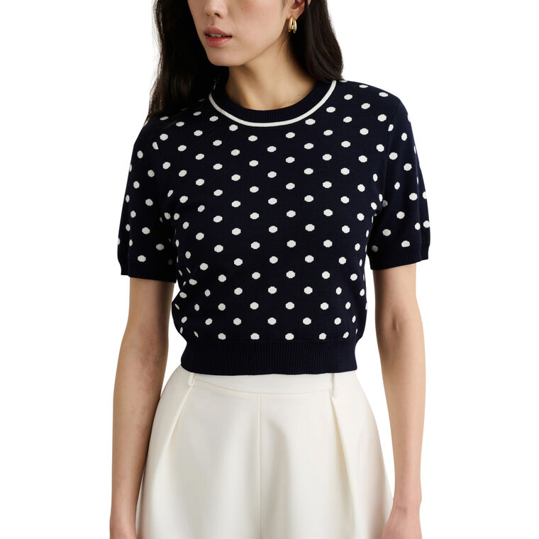 Birdie Short Sleeve Polka Dot Sweater image number null
