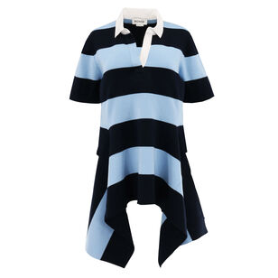 Striped Cascade Half Placket Knitted Top