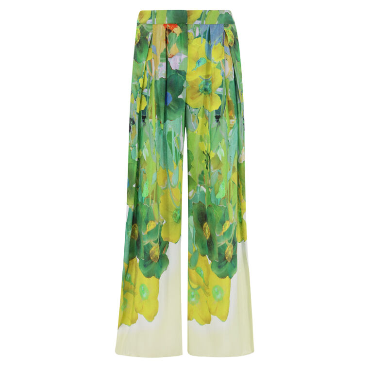 Alessia Floral Satin Wide-Leg Pant image number null