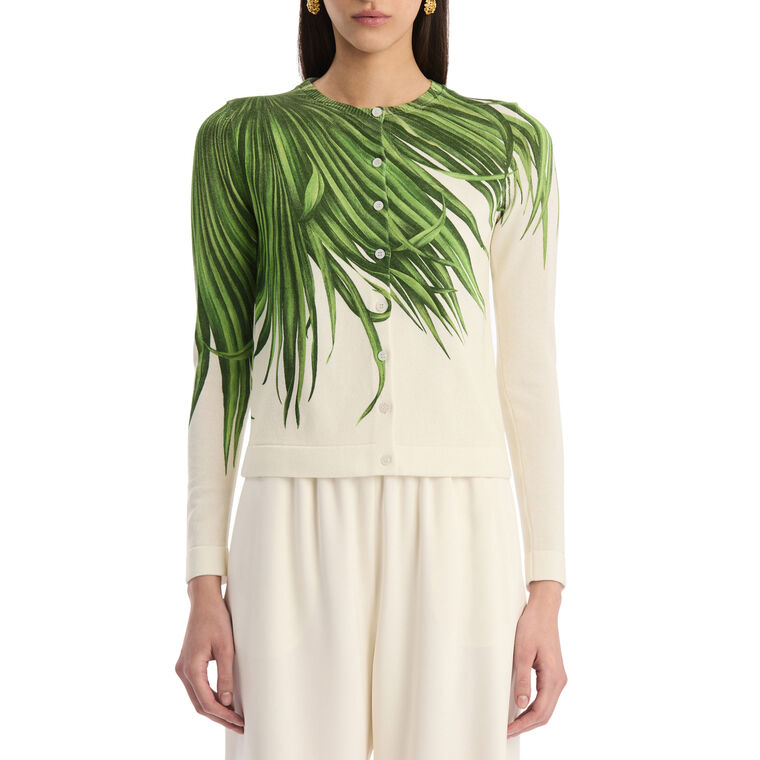 Printed Palm Tree Knit Twinset Cardigan image number null