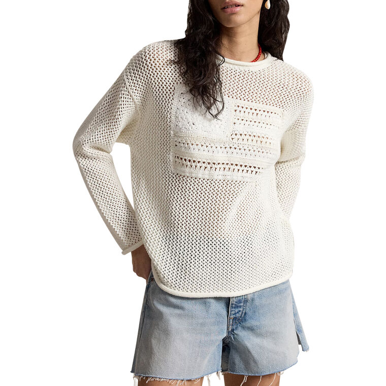 Tonal Flag Pointelle Sweater image number null
