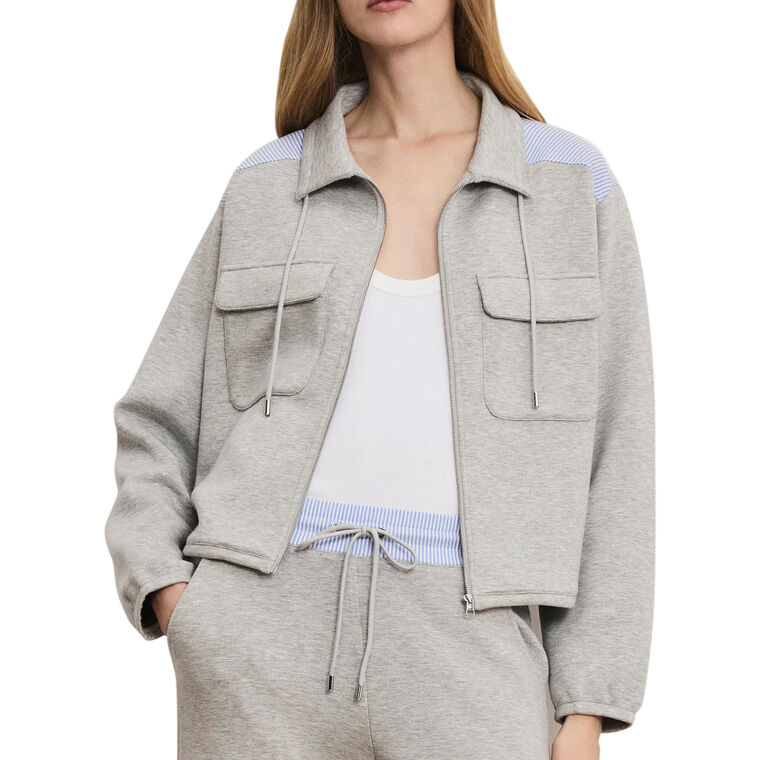 Stellant Stretch-Scuba Zip-Up Jacket With Shirting Contrast image number null