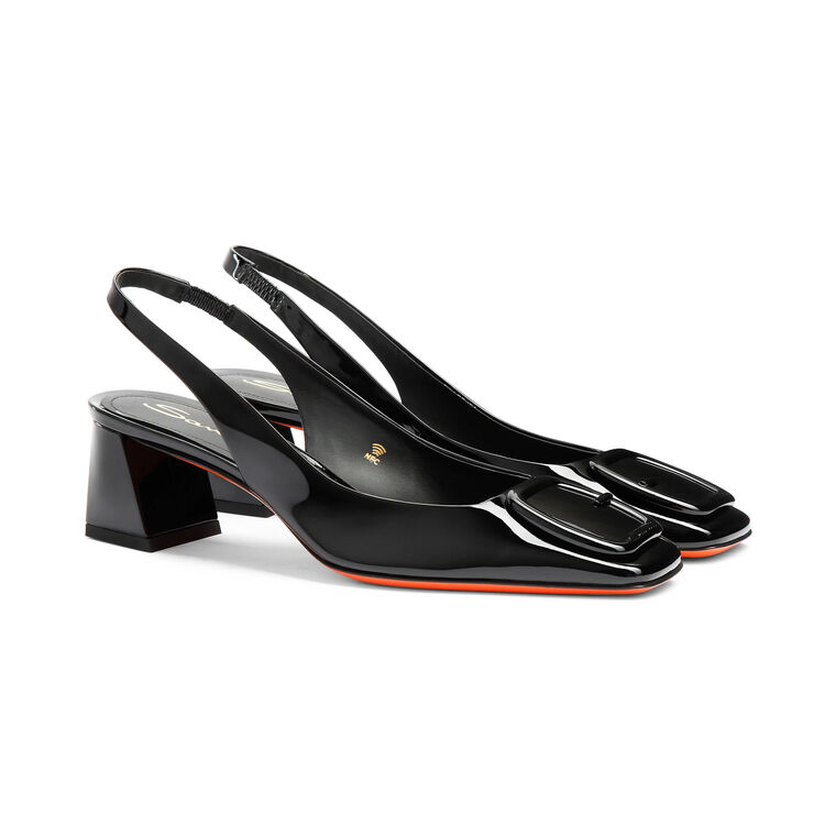 Lemon Patent Leather Mid-Heel Slingback image number null