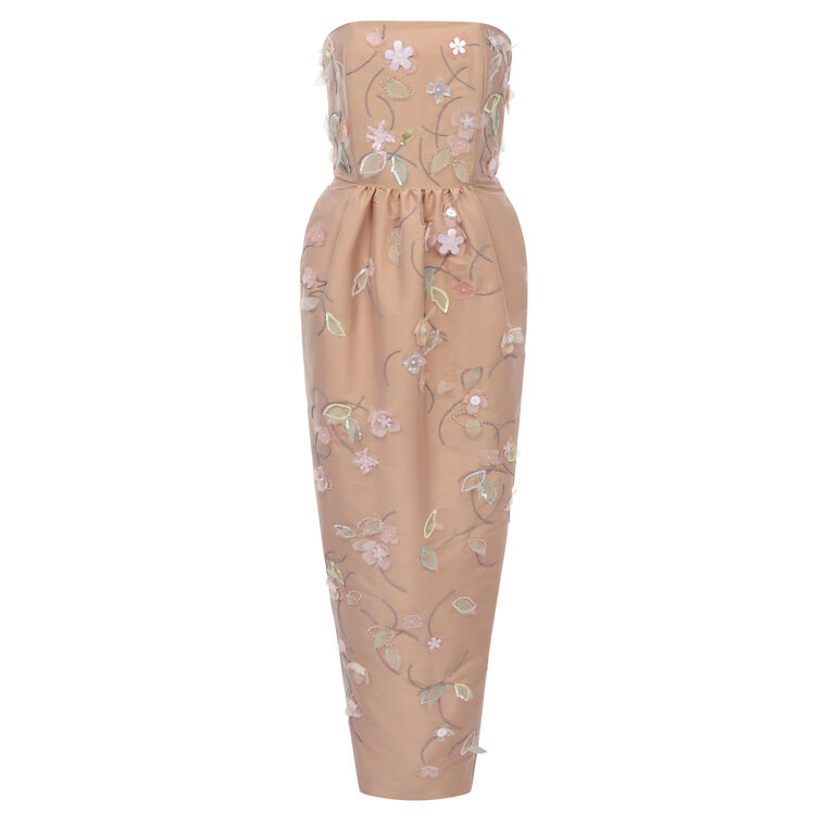 Lena Strapless Embroidered Maxi Dress image number null