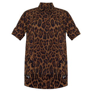 Trapeze Short Sleeve Shirt In Printed Poplin