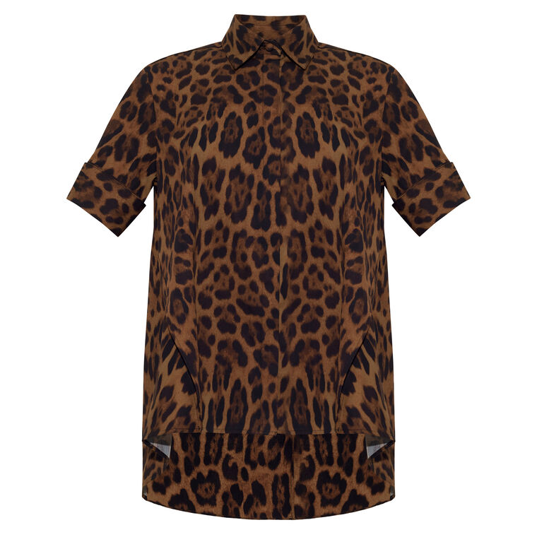 Trapeze Short Sleeve Shirt In Printed Poplin image number null
