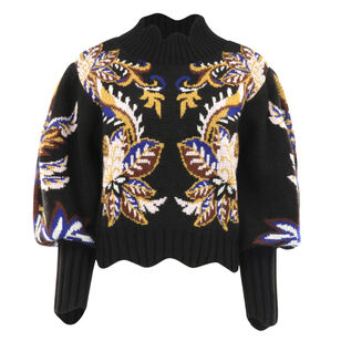 Arabesque Paradise Print Knit Pullover Sweater