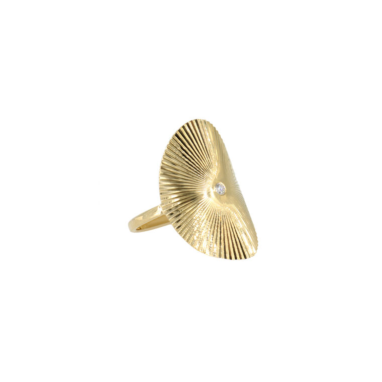 Pleated Oval Ring with Diamond image number null