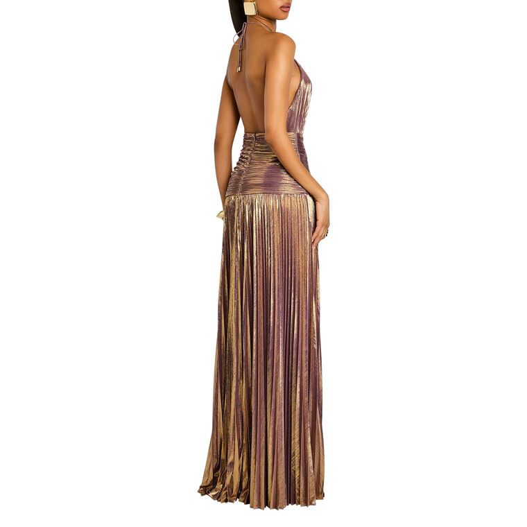 Thalia Sleeveless Halterneck Shimmer Gown image number null