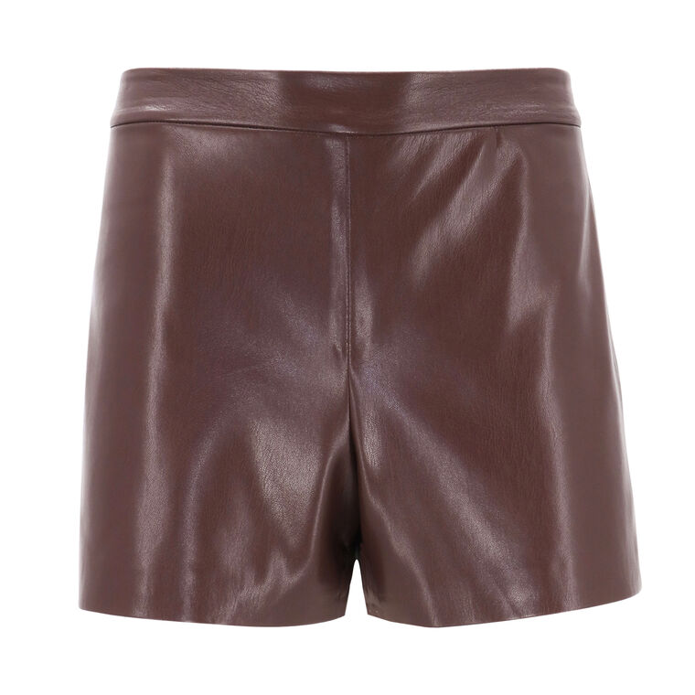 Hera High Rise Vegan Leather Back Zip Short image number null