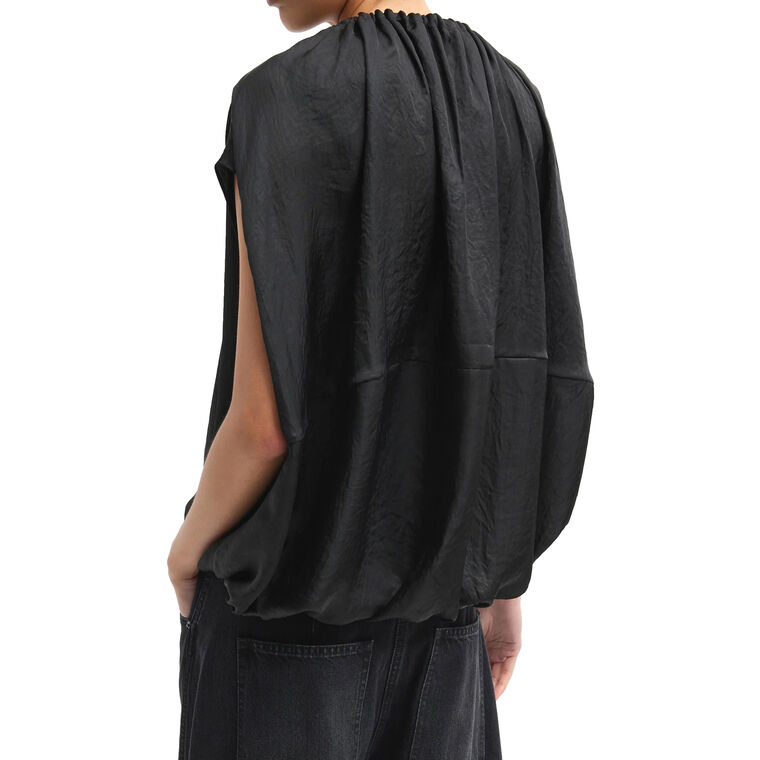Light Weight Acetate Shirred Neck Circular Top image number null