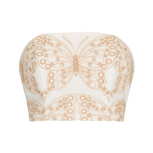 Butterfly Eyelet Strapless Crop Top