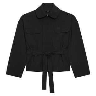 Flight Tie Waist Stretch Wool Jacket