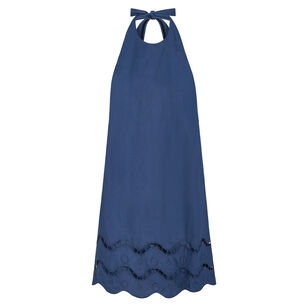 Patti Halterneck Mini Dress With Eyelet Hem