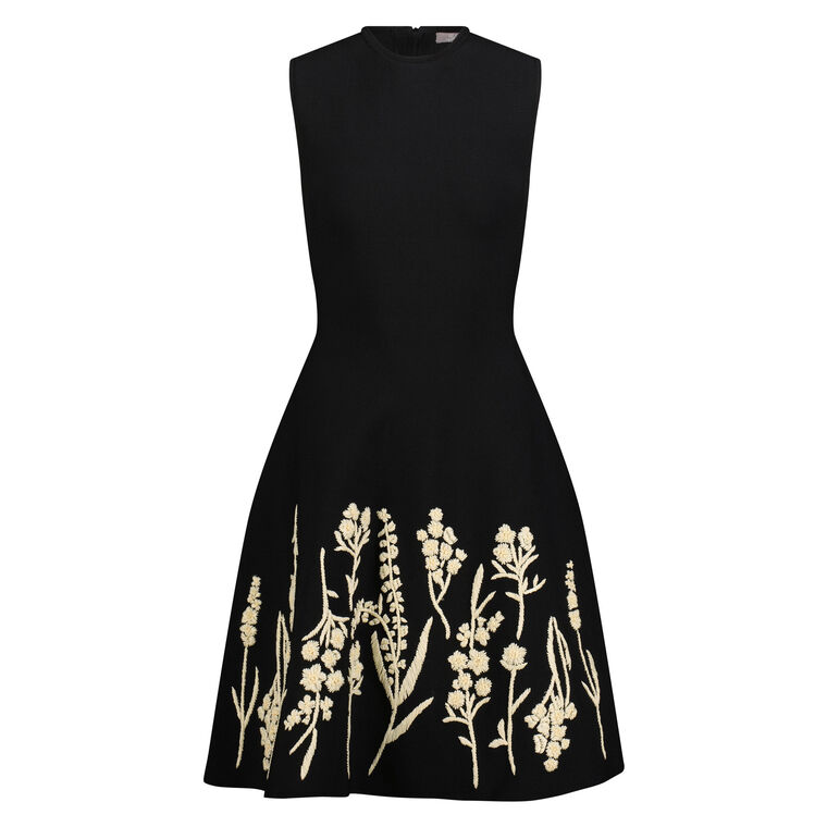 Penelope Floral Raffia Embroidered Knit Fit And Flare Mini Dress image number null