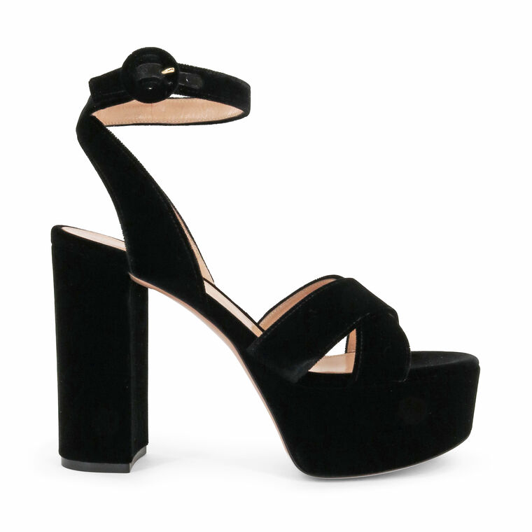 Sabrina 70mm Velvet Platform Sandal image number null