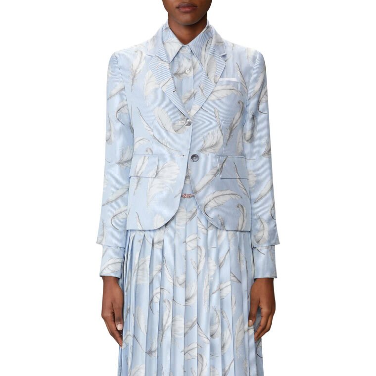 Feather Printed Silk Twill High Armhole Sportcoat image number null
