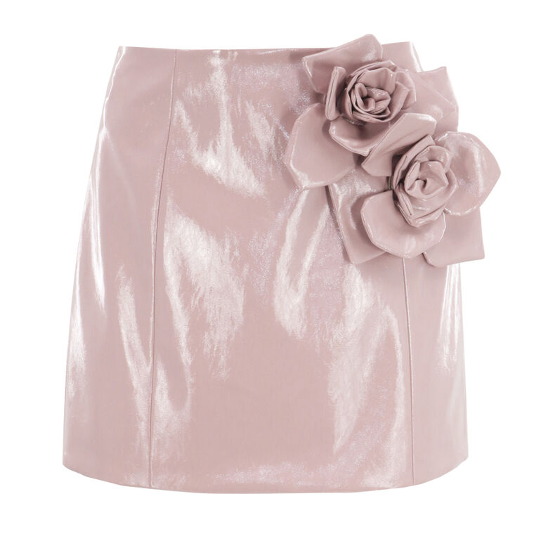 Liva Faux Leather Rose Skirt image number null