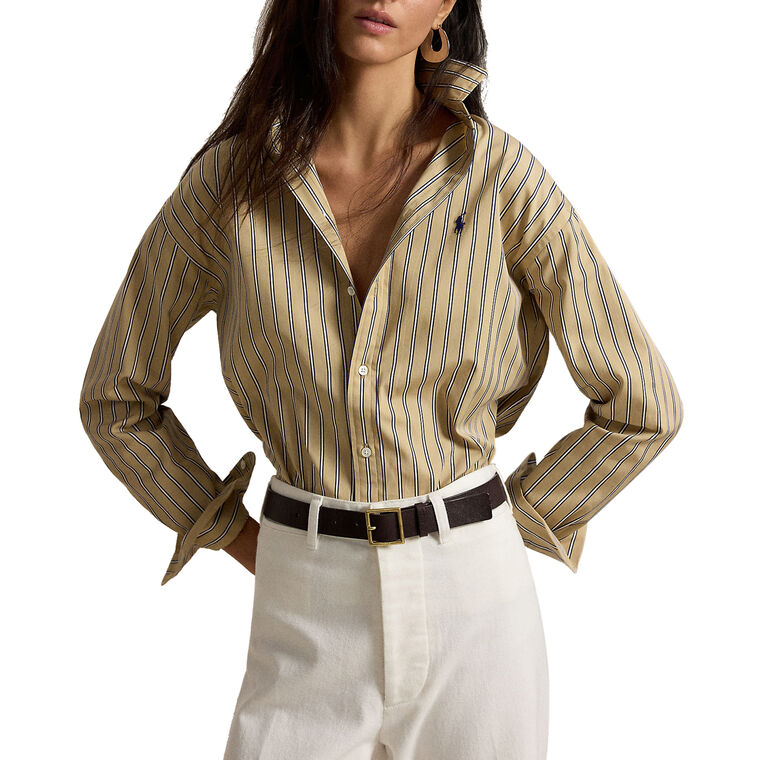 Long Sleeve Relaxed Fit Striped Cotton Shirt image number null