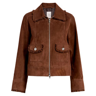 Sybil Suede Jacket With Ruffle Detailing