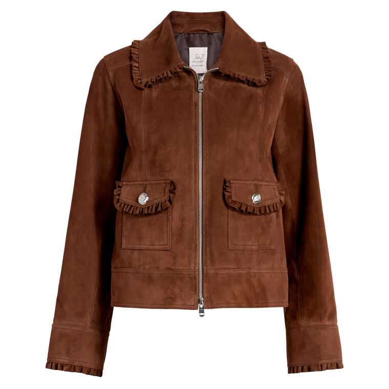 Sybil Suede Jacket With Ruffle Detailing image number null