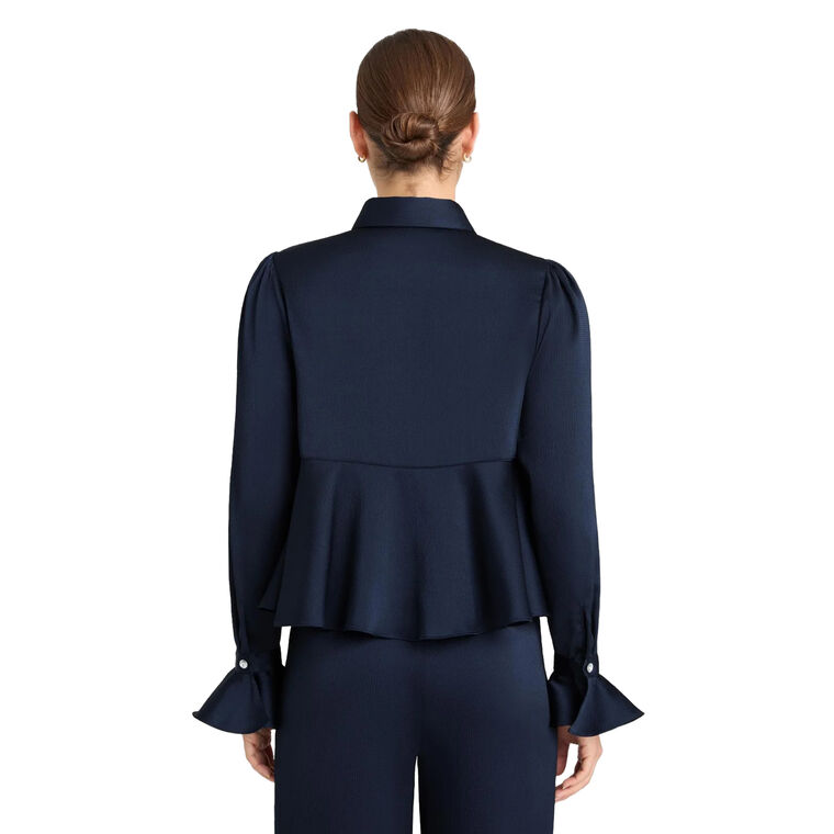 Isaure Long Sleeve Satin Button Up Top image number null