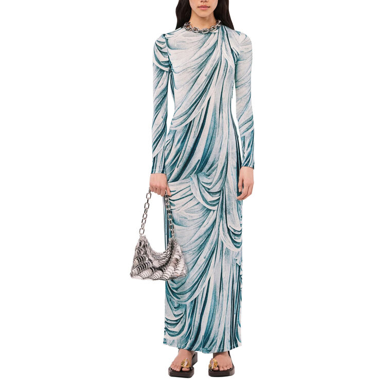 Long Sleeve Second Skin Marble Maxi Dress image number null