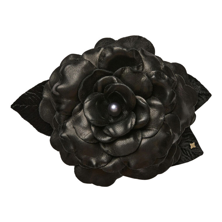 Large Leather Gardenia Brooch image number null