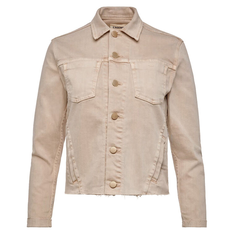 Janelle Slim Raw Hem Jean Jacket image number null