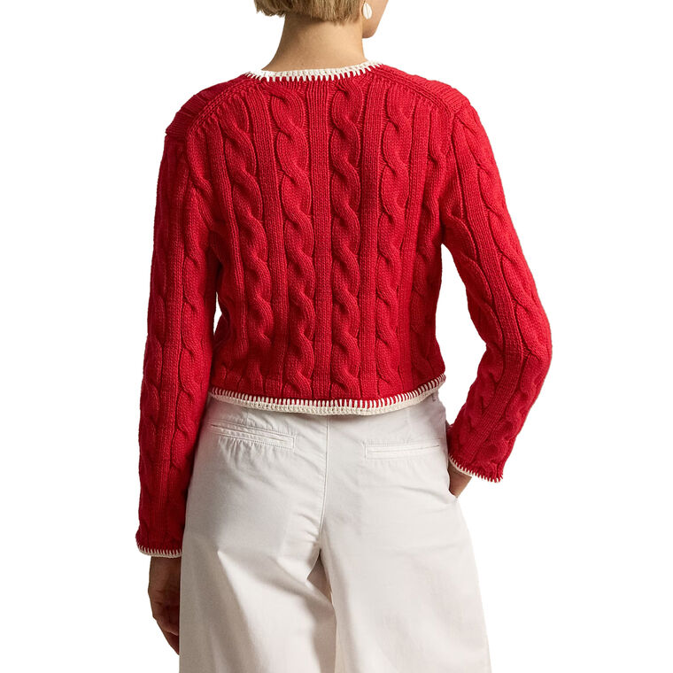 Cable-Knit Cropped Cardigan image number null