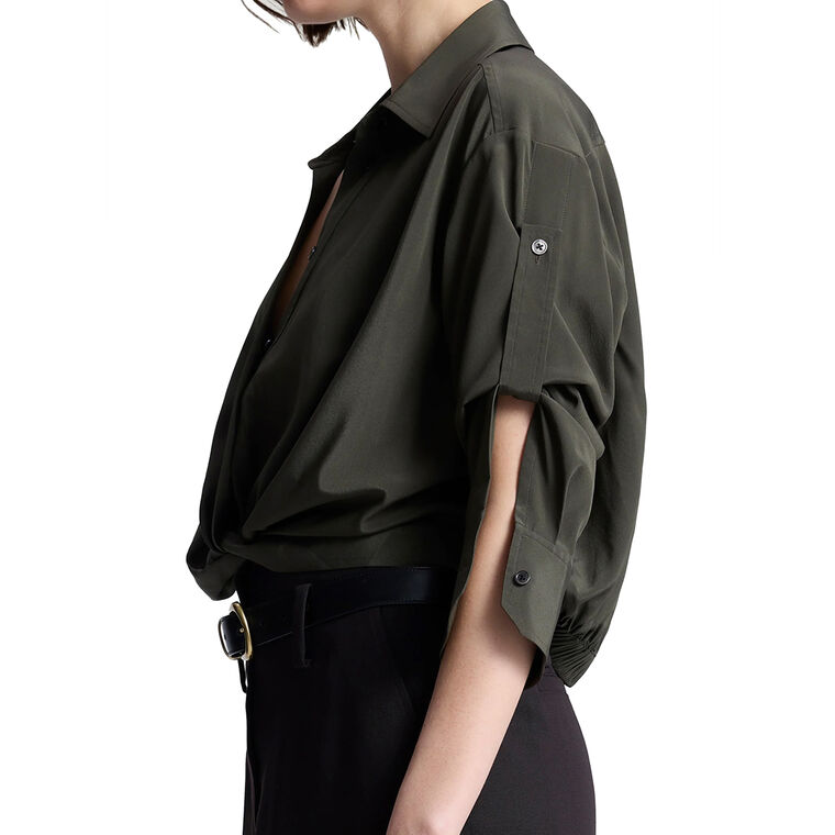 Leo Convertible Sleeve Cropped Silk Top image number null