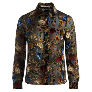 Willa Long Sleeve Placket Burnout Blouse