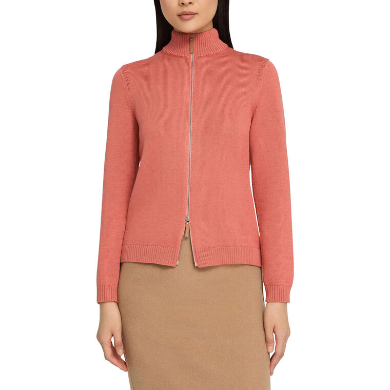Zip Front Fitted Knit Bomber Jacket image number null
