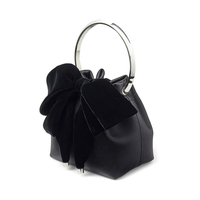 Bon Bon Satin Bucket Bag with Velvet Bow image number null
