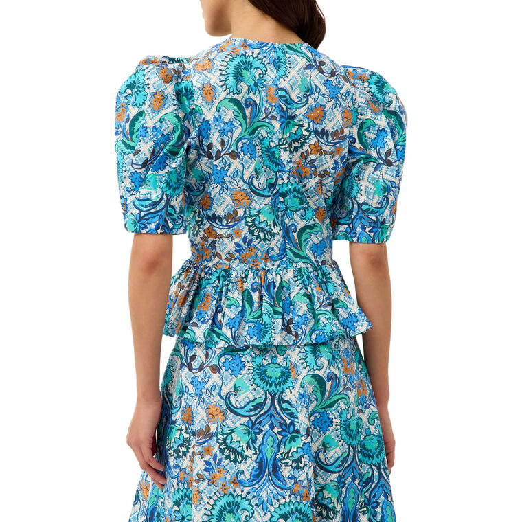 Estella Puff Sleeve Peplum Top image number null